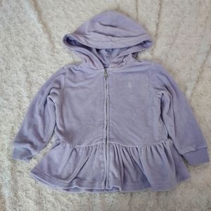 Ralph Lauren Lavender Peplum Velour Hooded zip up Jacket - 18 months